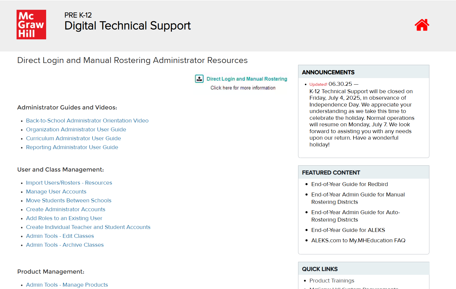 Admin guide to direct login and manual rostering